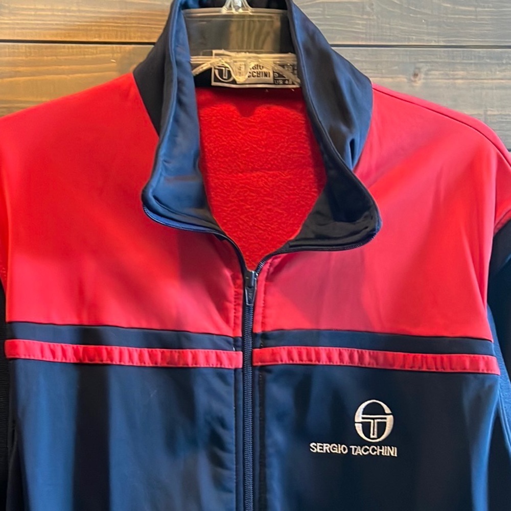 Sergio Tacchini Vintage Navy & Red Zip Sweatshirt - Picture 3 of 10